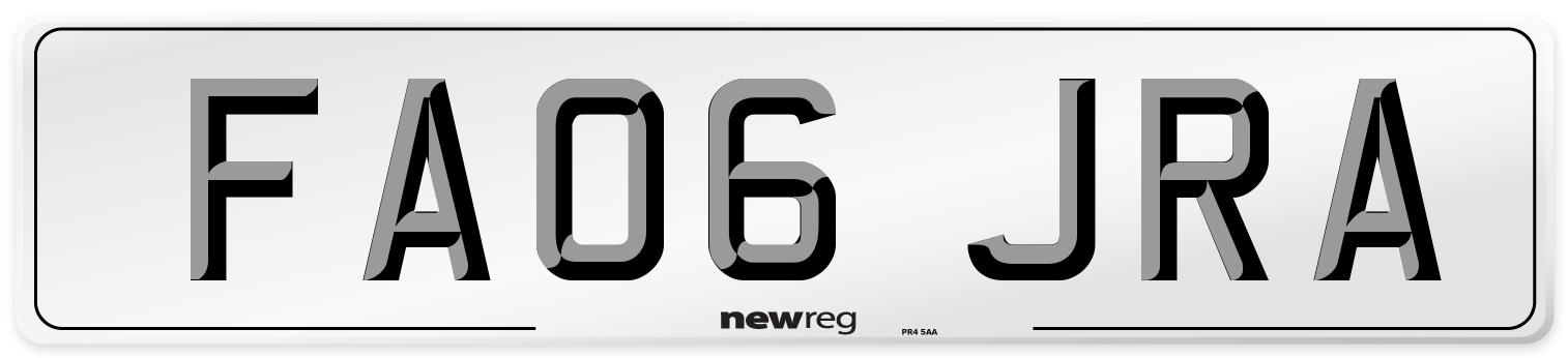 FA06 JRA Number Plate from New Reg